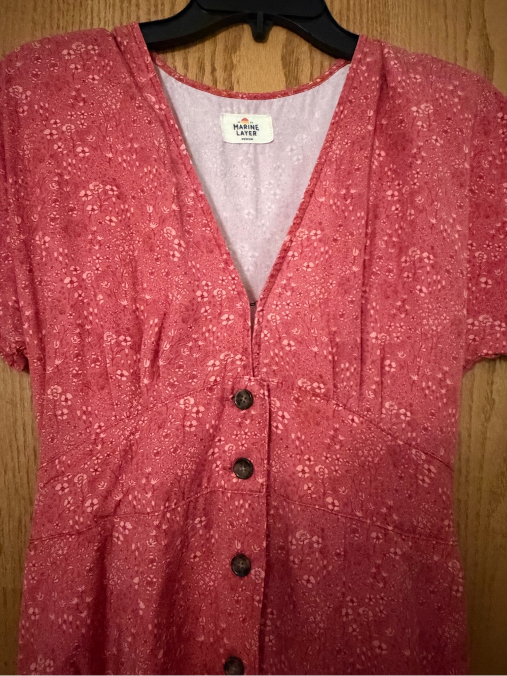 Marine Layer Camila Dress - Coral Red Button-Front Mini - Picture 4 of 12